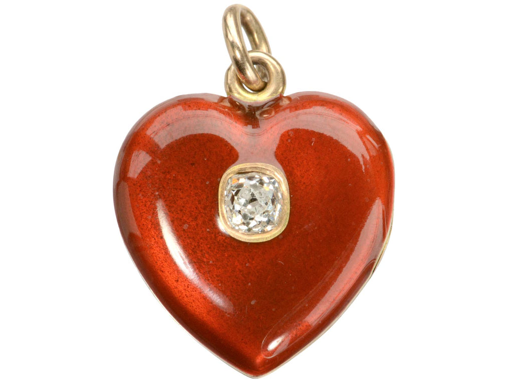 c1900 Diamond Heart Locket (on white background)