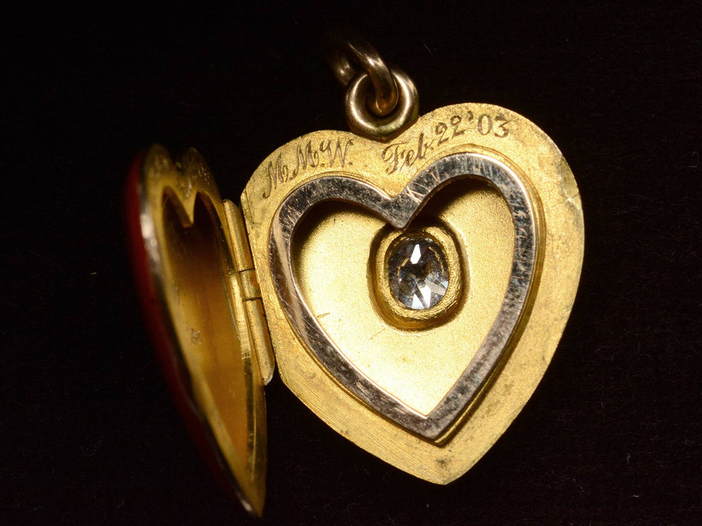 c1900 Diamond Heart Locket (shown open)