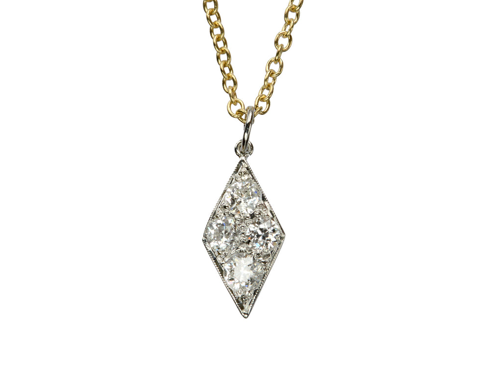 1920s Diamond Pendant Necklace (on white background)