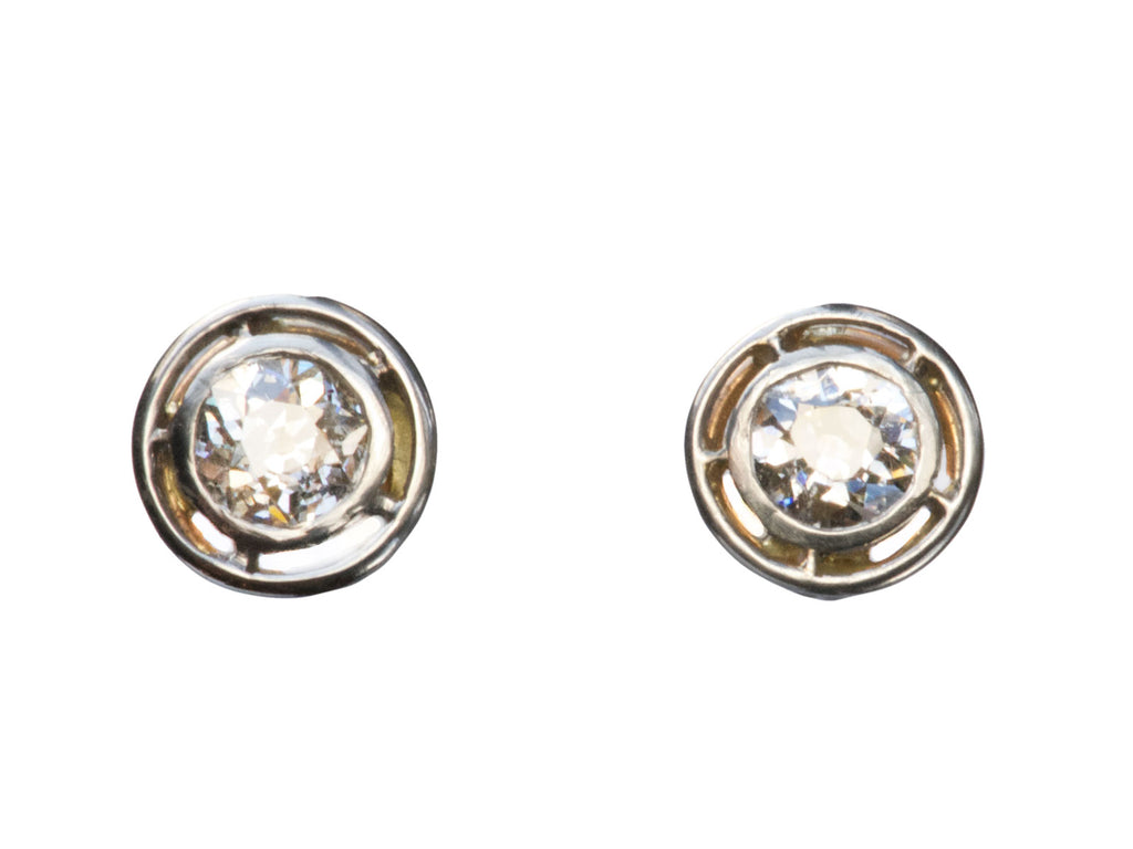 1900s Diamond Stud Earrings (on white background)
