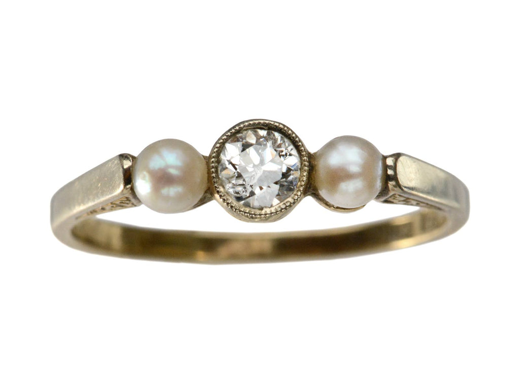 1920s Pearl & Diamond Ring (on white background)