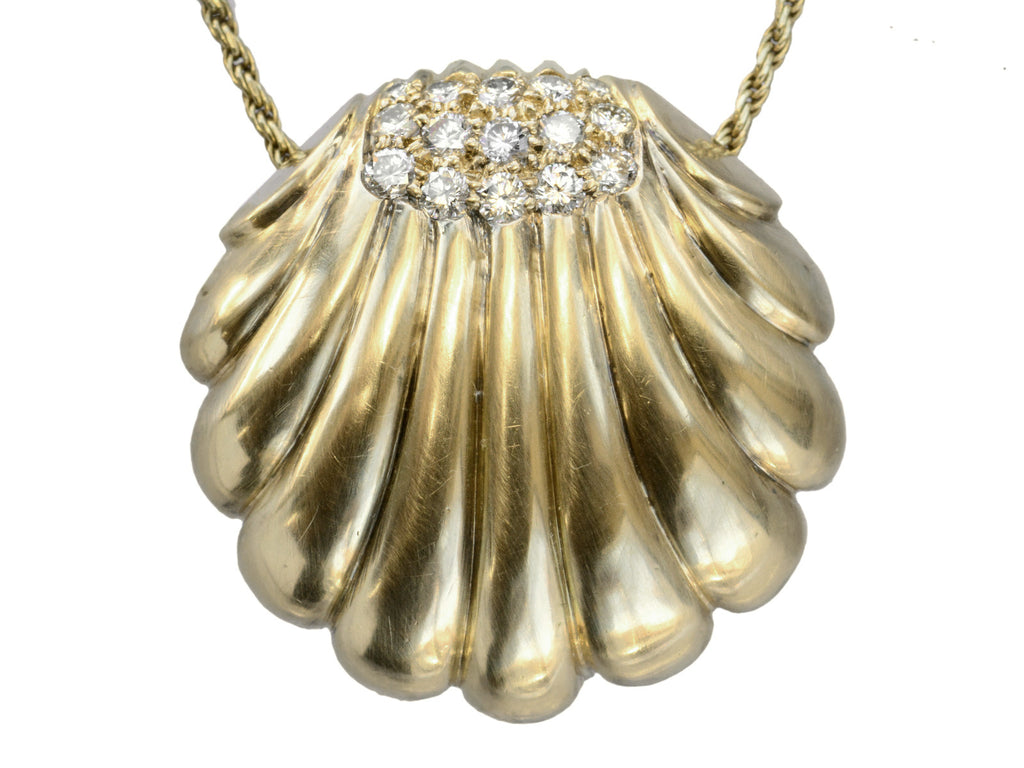 1950s Diamond Shell Pendant (on white background)