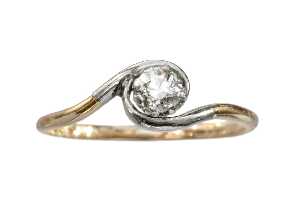c1910 Art Nouveau Diamond Wave Ring (on white background)