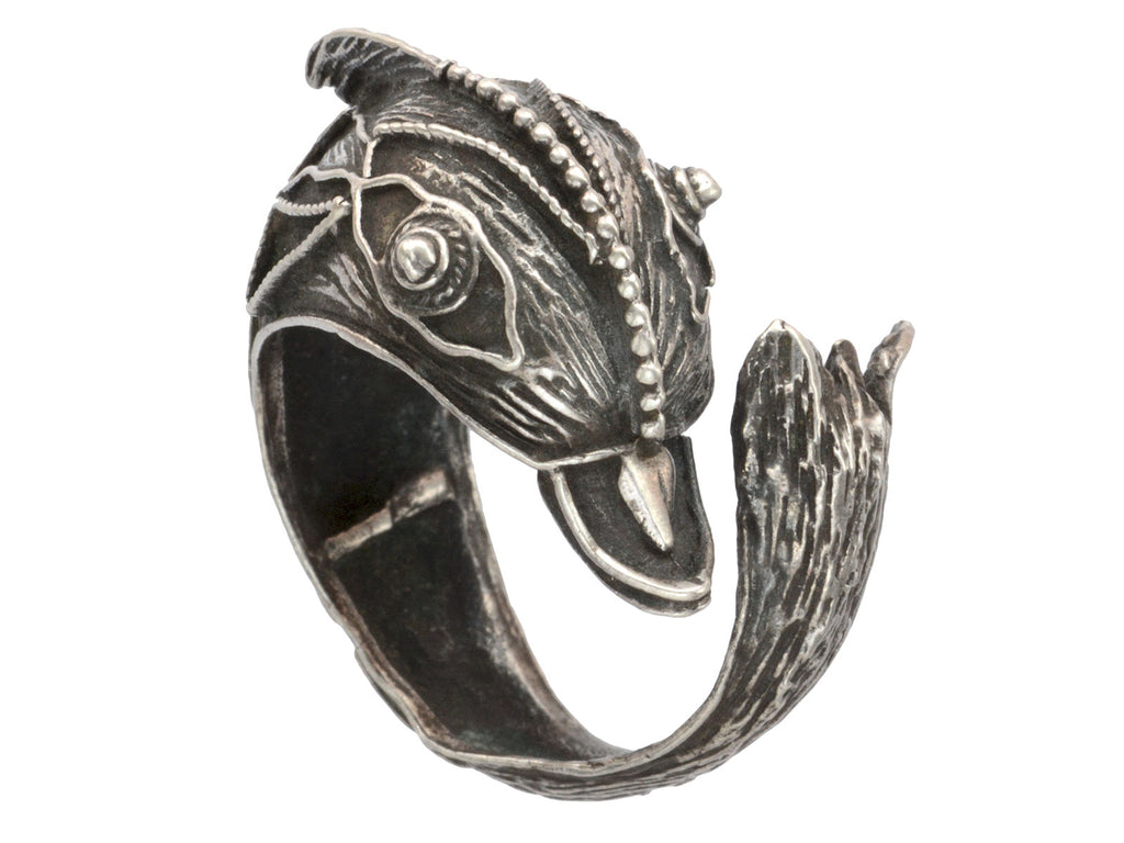 1950s Silver Dolphin Ring (on white background)