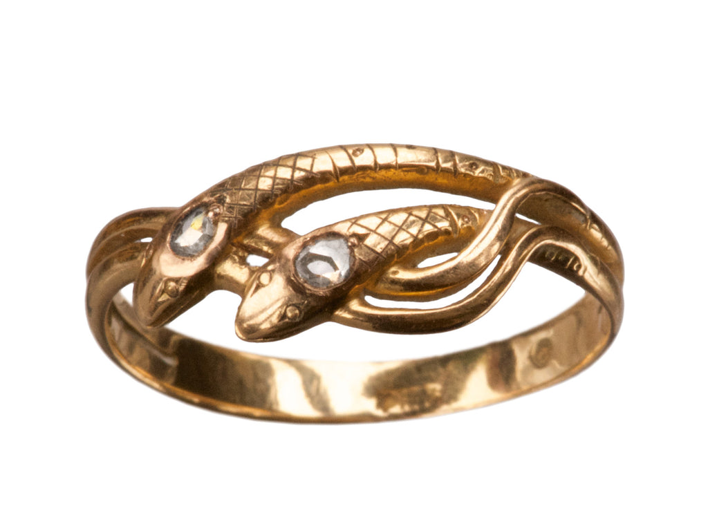 Early 1900s Diamond Snake Ring (on white background)