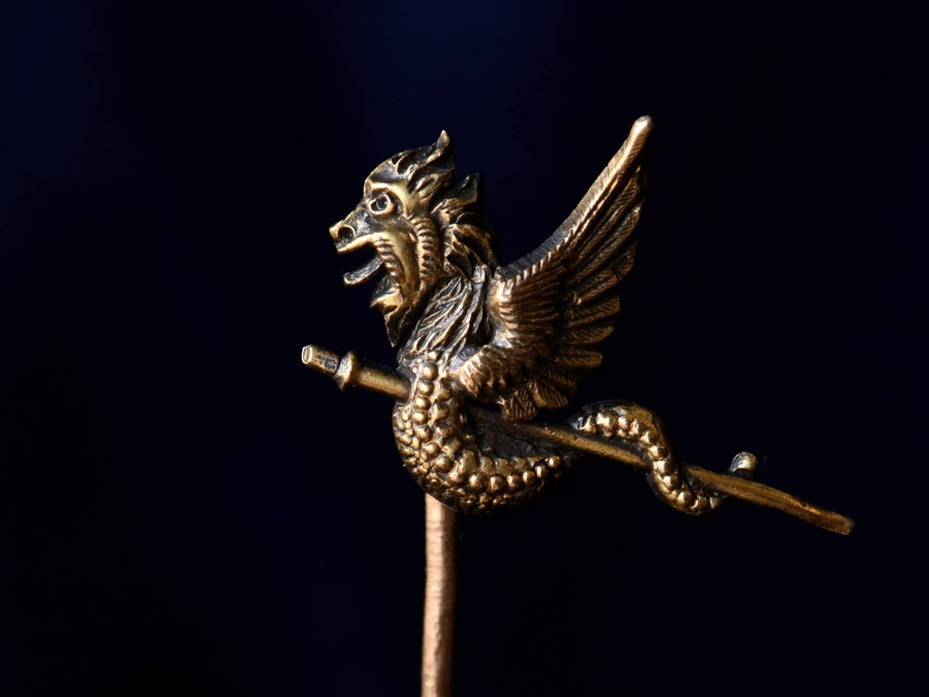 c1890 Dragon Stick Pin (on black background)