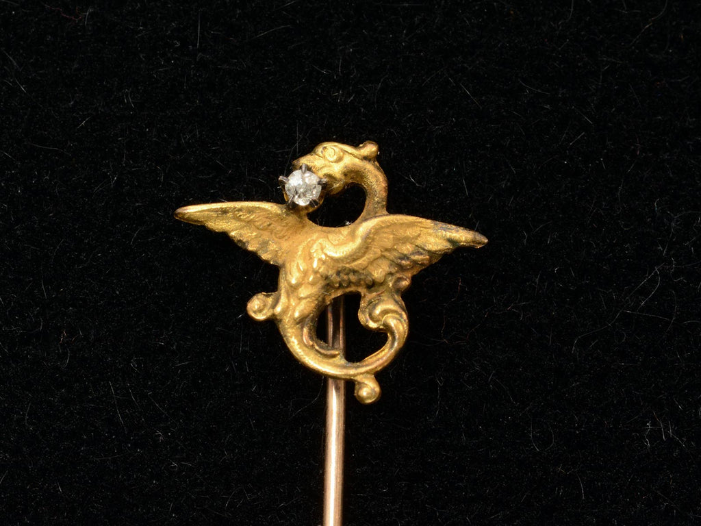 c1890 Victorian Dragon Stick Pin (on black background)