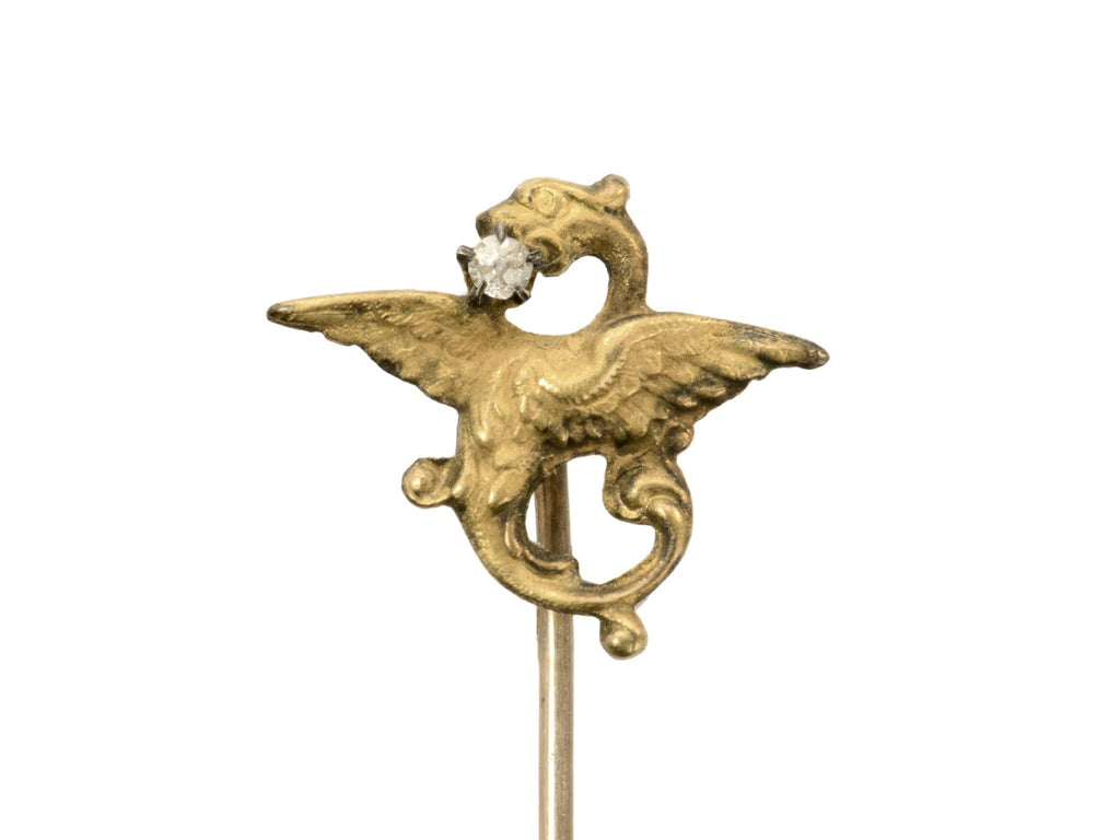 c1890 Victorian Dragon Stick Pin (on white background)