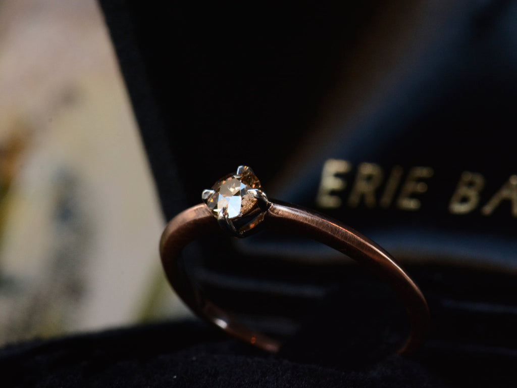 EB 0.25ct Fancy Pinkish-Brown Old European Cut Diamond Ring