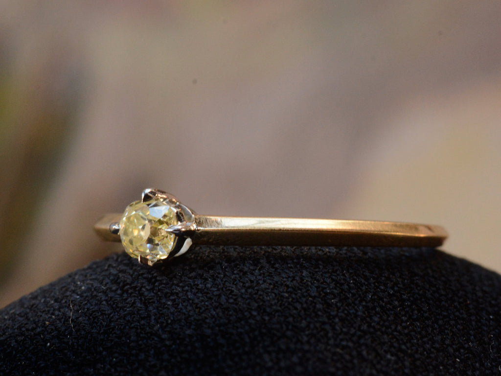 EB 0.25ct Fancy Yellow Old Mine Cut Diamond Ring