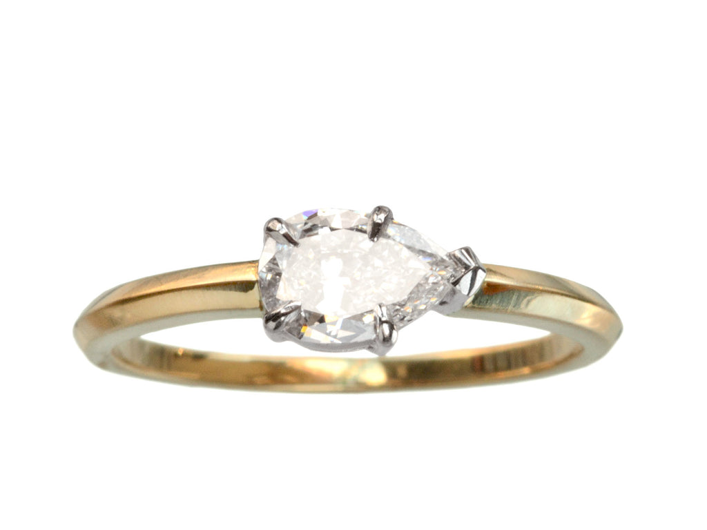 EB 0.51ct East-West Pear Cut Diamond Engagement Ring