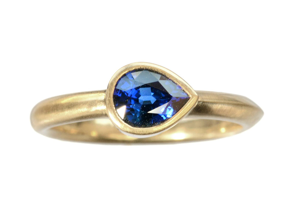 Hexagonal Blue-Green Rose Cut Montana Sapphire Ring in Yellow Gold - EC Design  Jewelry