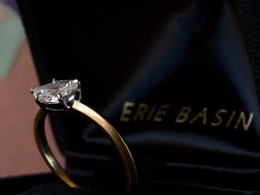 EB 0.82ct East-West Pear Cut Diamond Engagement Ring