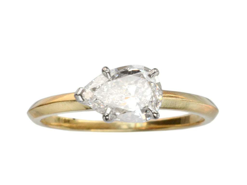 EB 0.82ct East-West Pear Cut Diamond Engagement Ring