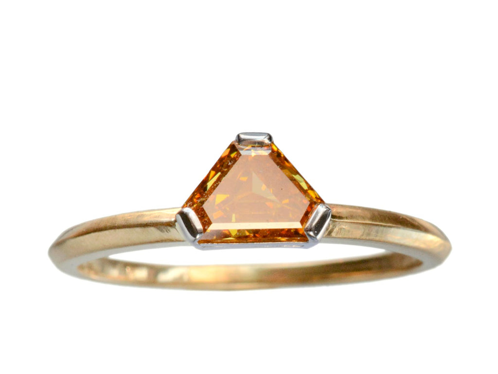 EB Triangular Marmalade Colored 0.86ct Diamond Engagement Ring