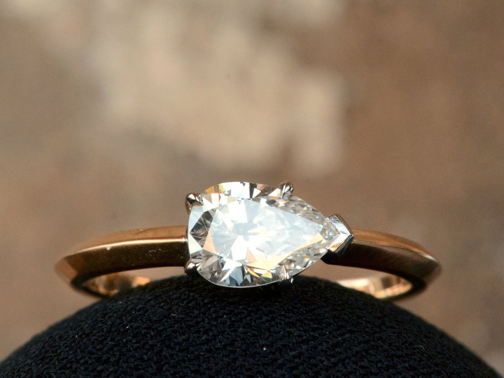 EB 0.87ct East-West Pear Cut Diamond Ring