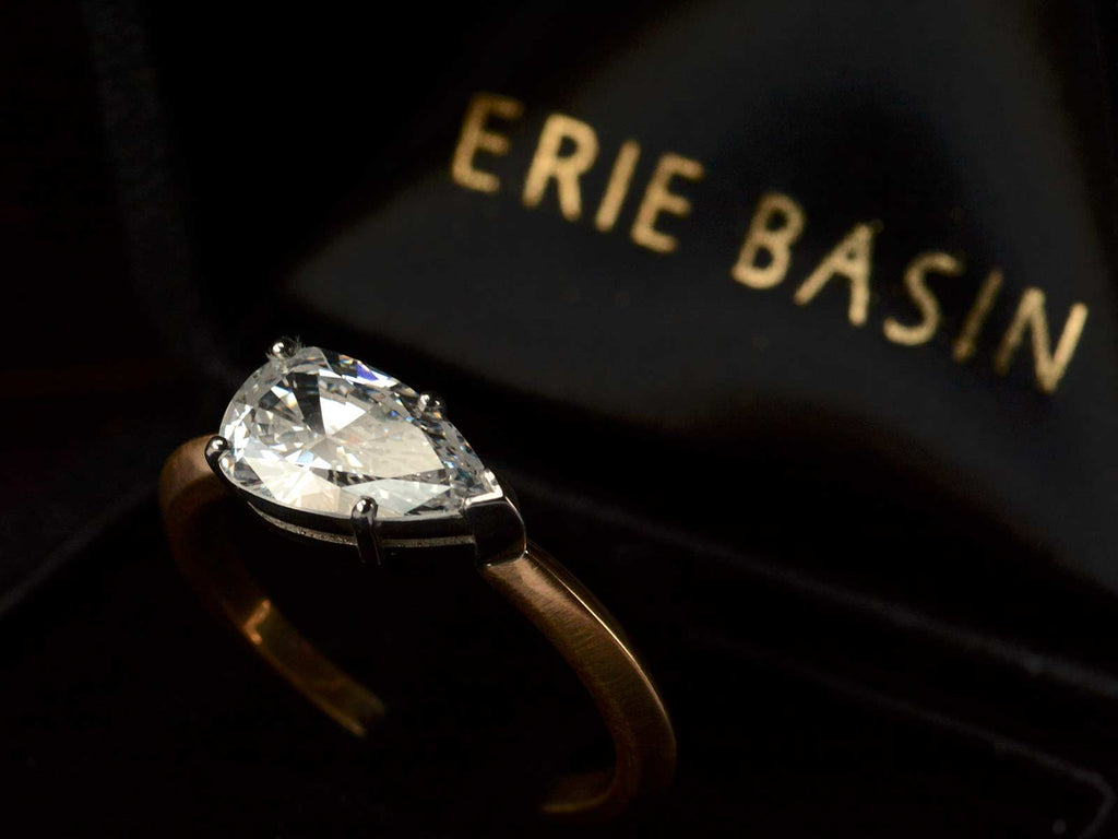 EB 1.27ct East-West Pear Cut Diamond Engagement Ring