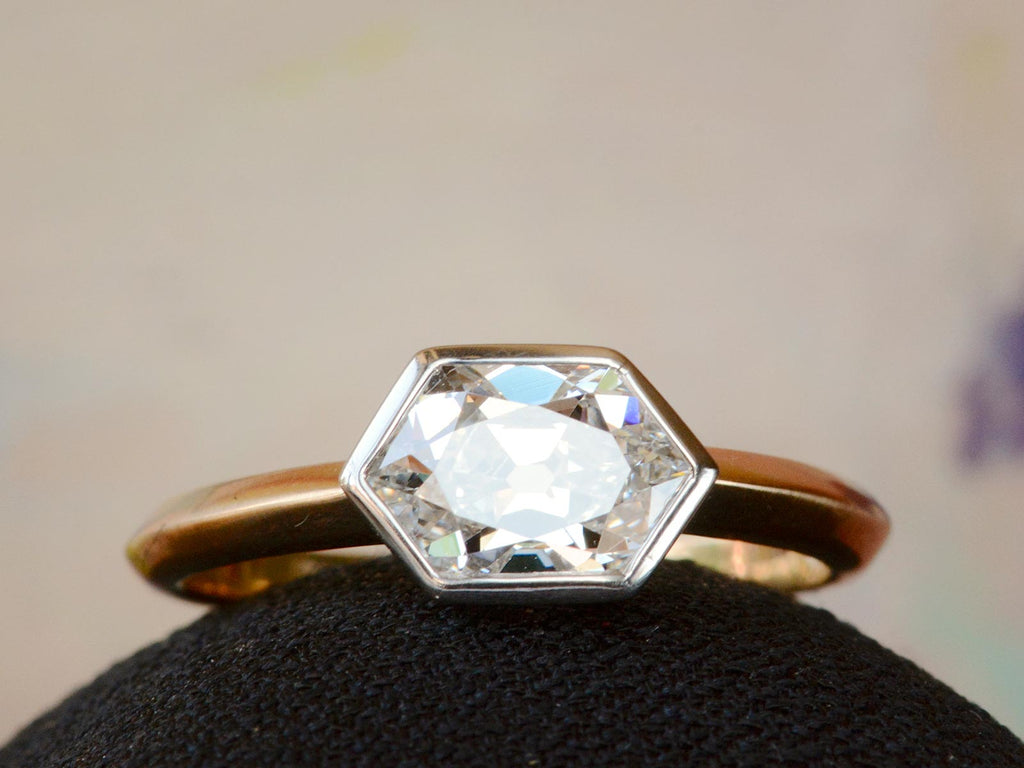 EB Old Cut Hexagonal Ring (front view)