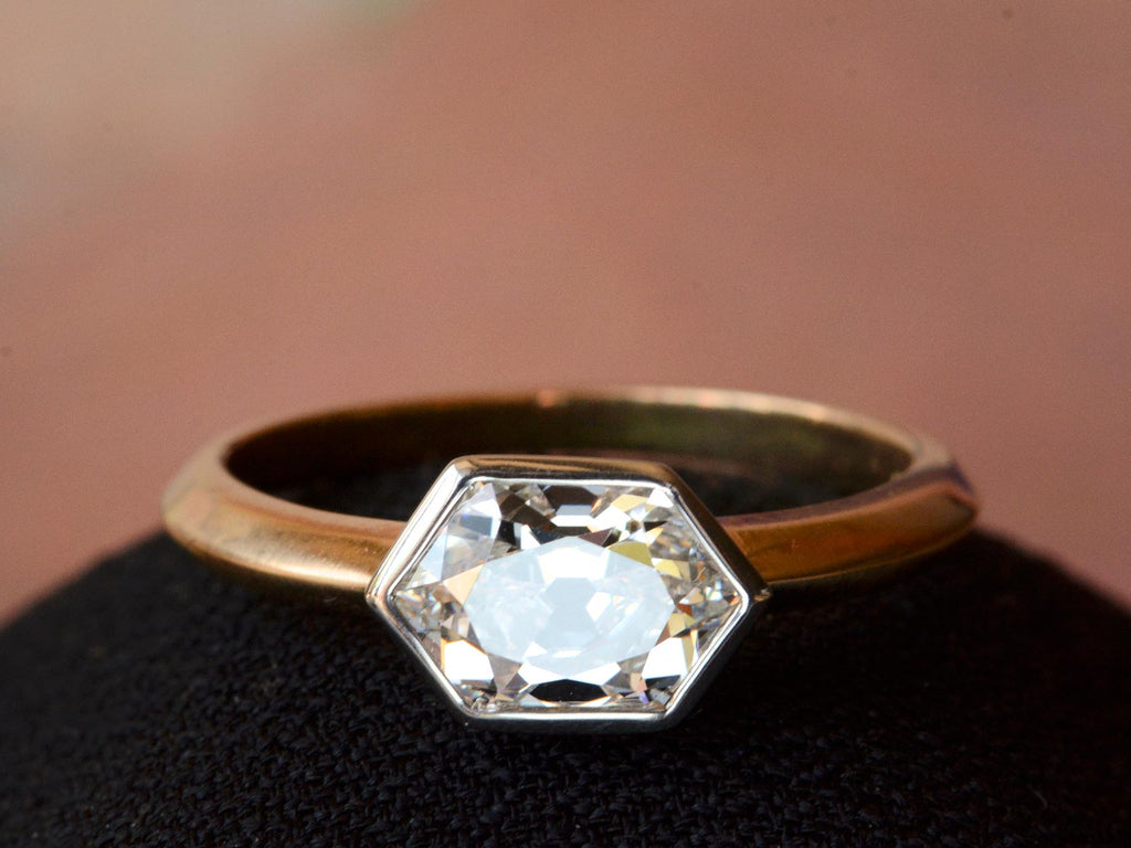 EB Old Cut Hexagonal Ring (front view slightly tilted down)