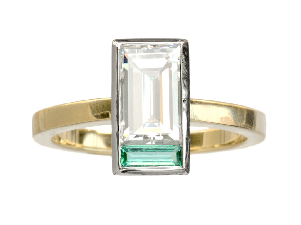 EB 1.36ct Diamond & Emerald Ring (on white background)