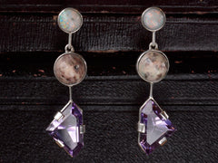 thumbnail of EB Amethyst & Opal Earrings (front view)