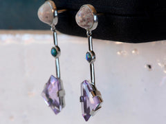 EB Amethyst, Black Opal and Turquoise Earrings