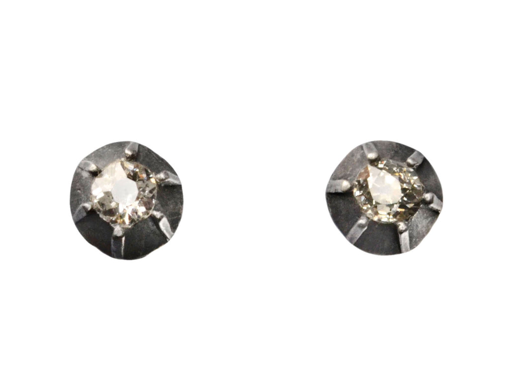Mine Cut Diamond Studs (on white background)