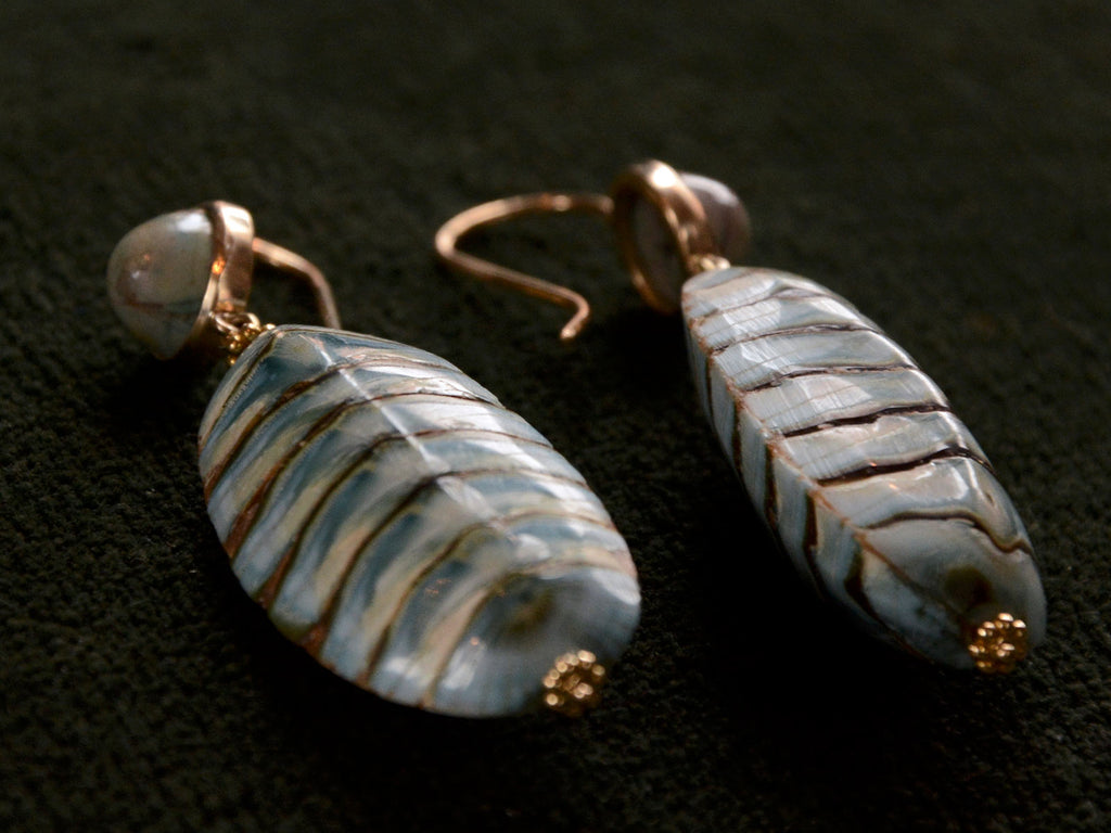 EB Mollusk & Turquoise Earrings (side view)