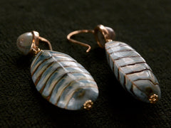 thumbnail of EB Mollusk & Turquoise Earrings (side view)