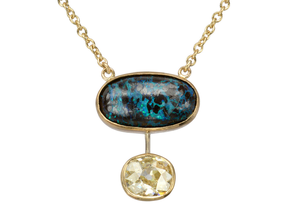 EB Boulder Opal & Yellow Diamond Necklace (on white background)