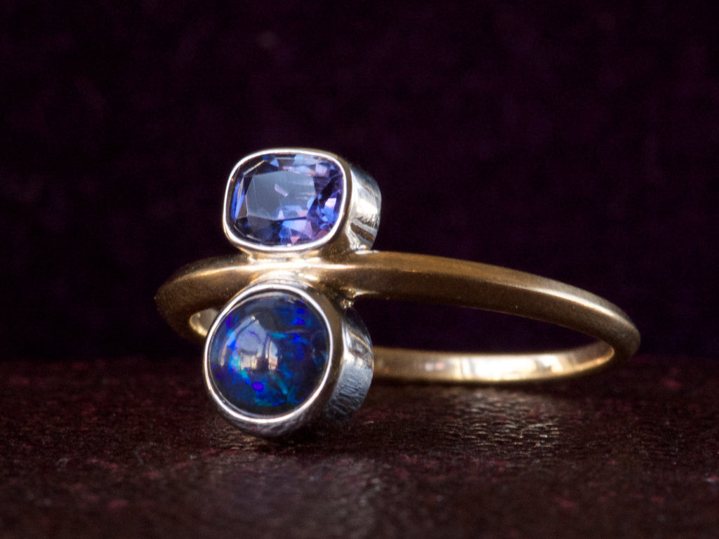 EB Black Opal & Sapphire Ring
