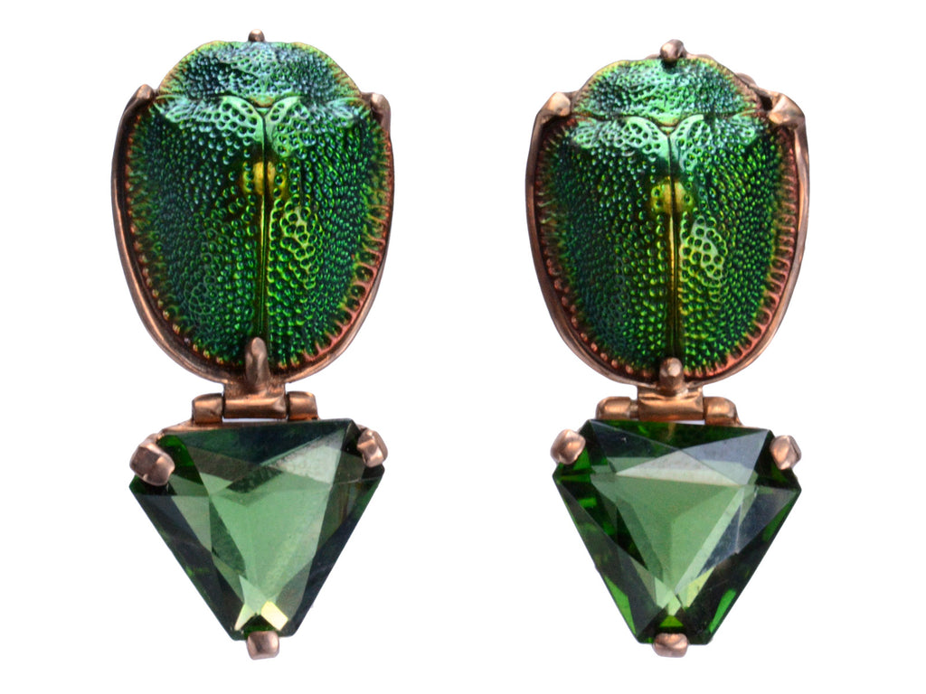 EB Scarab & Tourmaline Earrings (on white background)