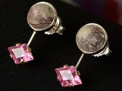 EB Pink Tourmaline and Turquoise Earrings