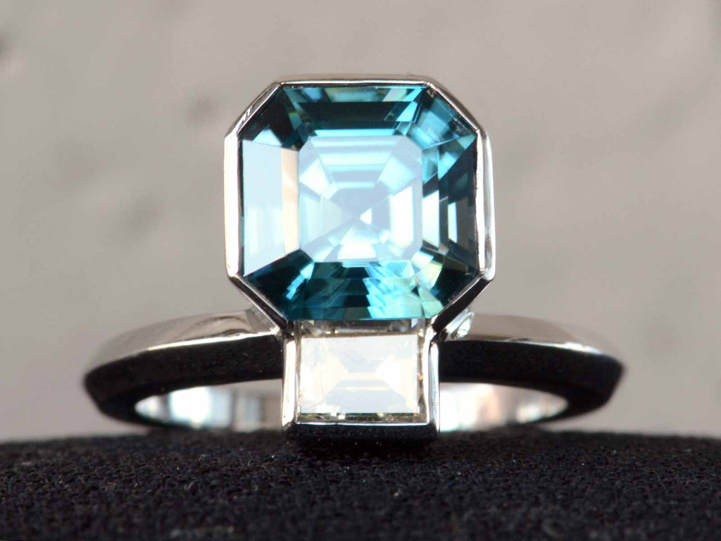 EB Blue Zircon & Diamond Ring