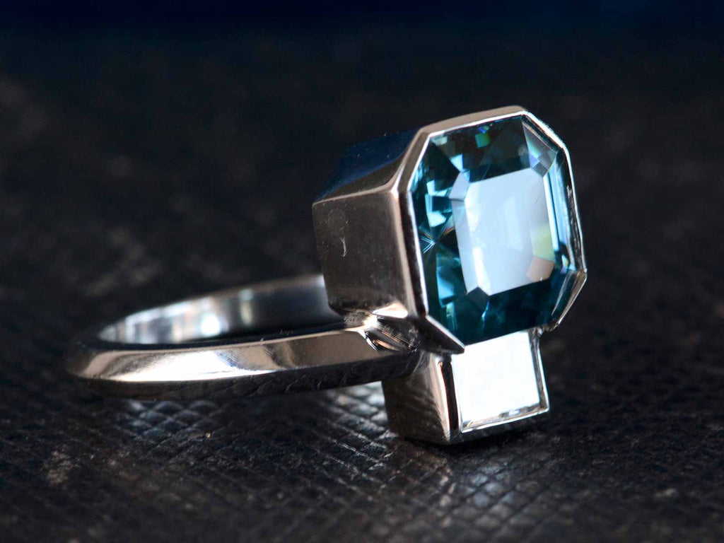 EB Blue Zircon & Diamond Ring