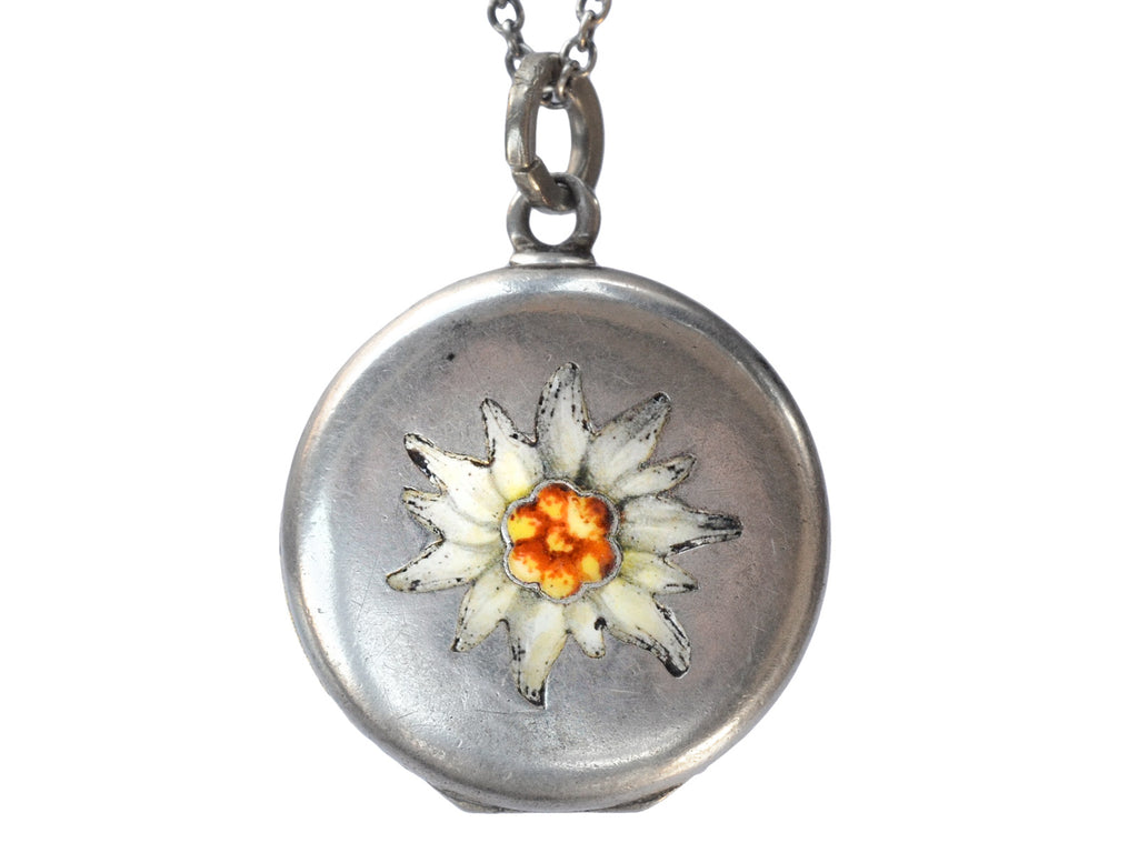 1900s Enamel Edelweiss Locket (on white background)