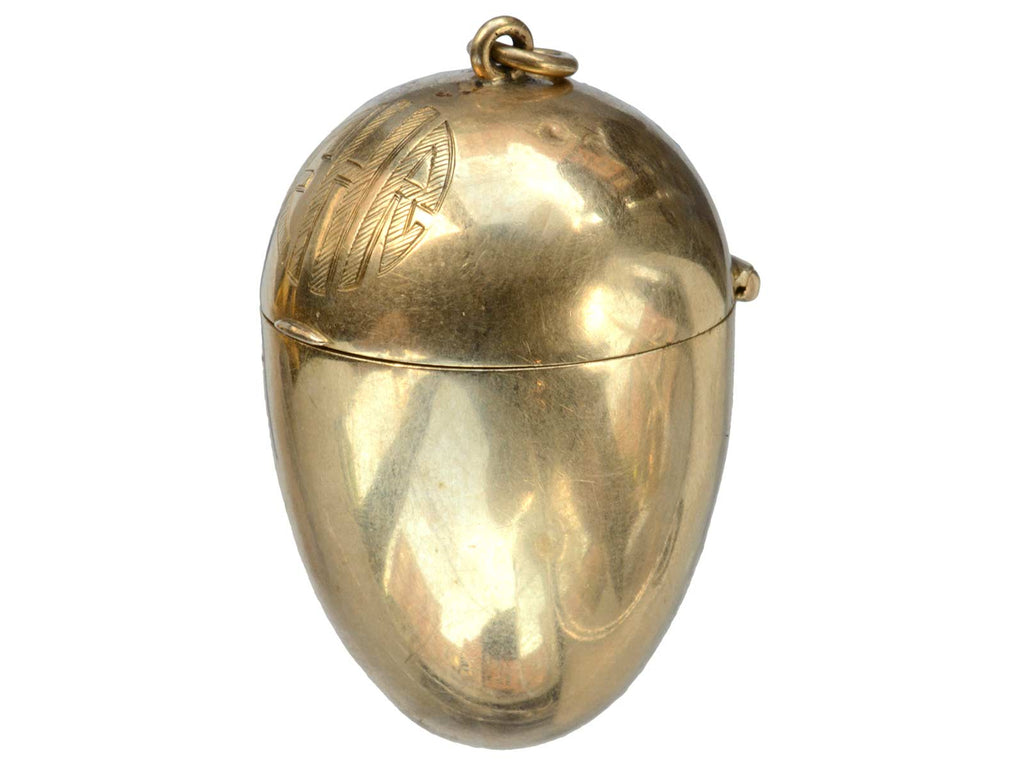 1920s Gold Egg Pendant (on white background)