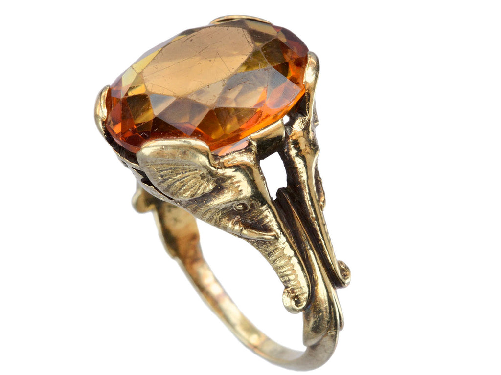 1910s Citrine Elephant Ring (on white background)