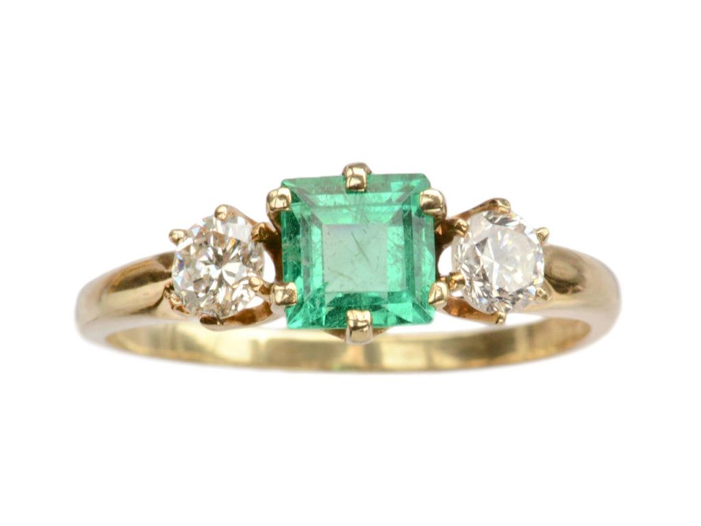 1940s Emerald and Diamond Ring (on white background)