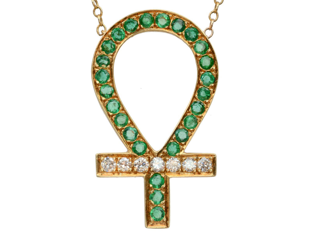 Vintage Emerald Ankh Pendant (on white background)