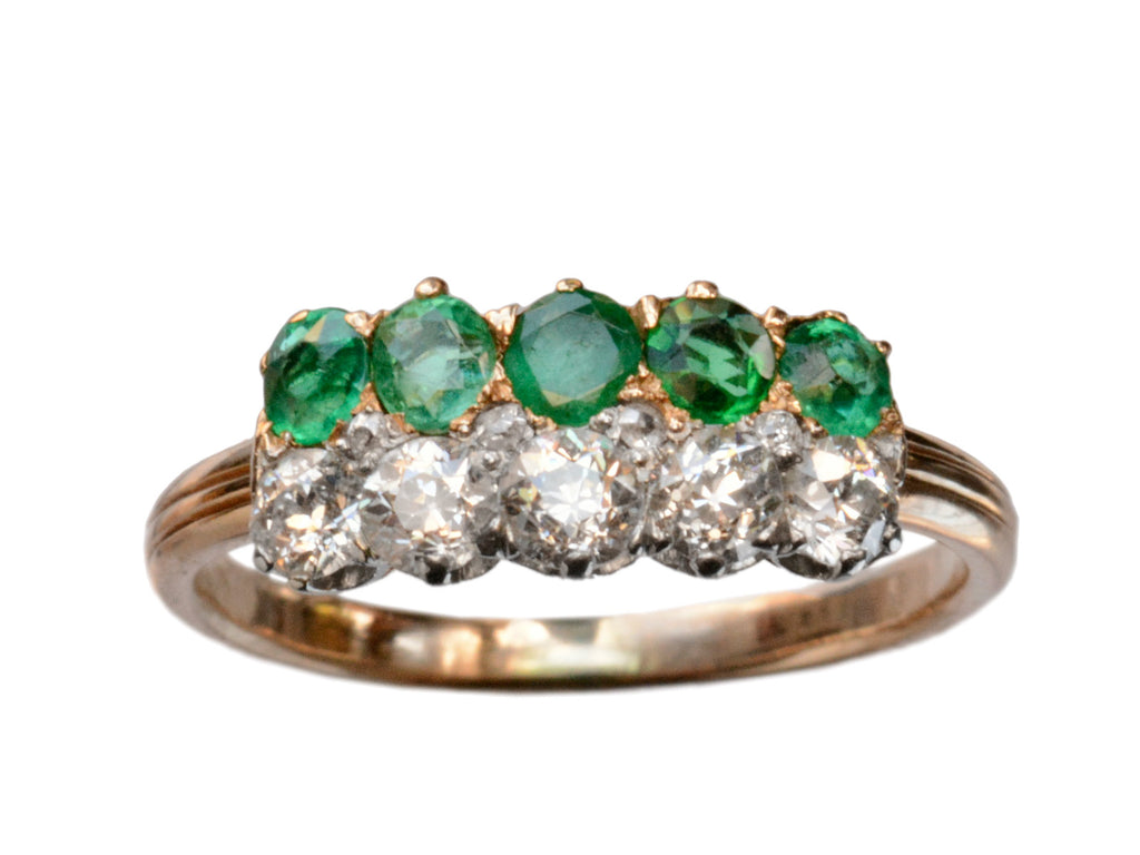 1890s Emerald & Diamond Ring (on white backrground)