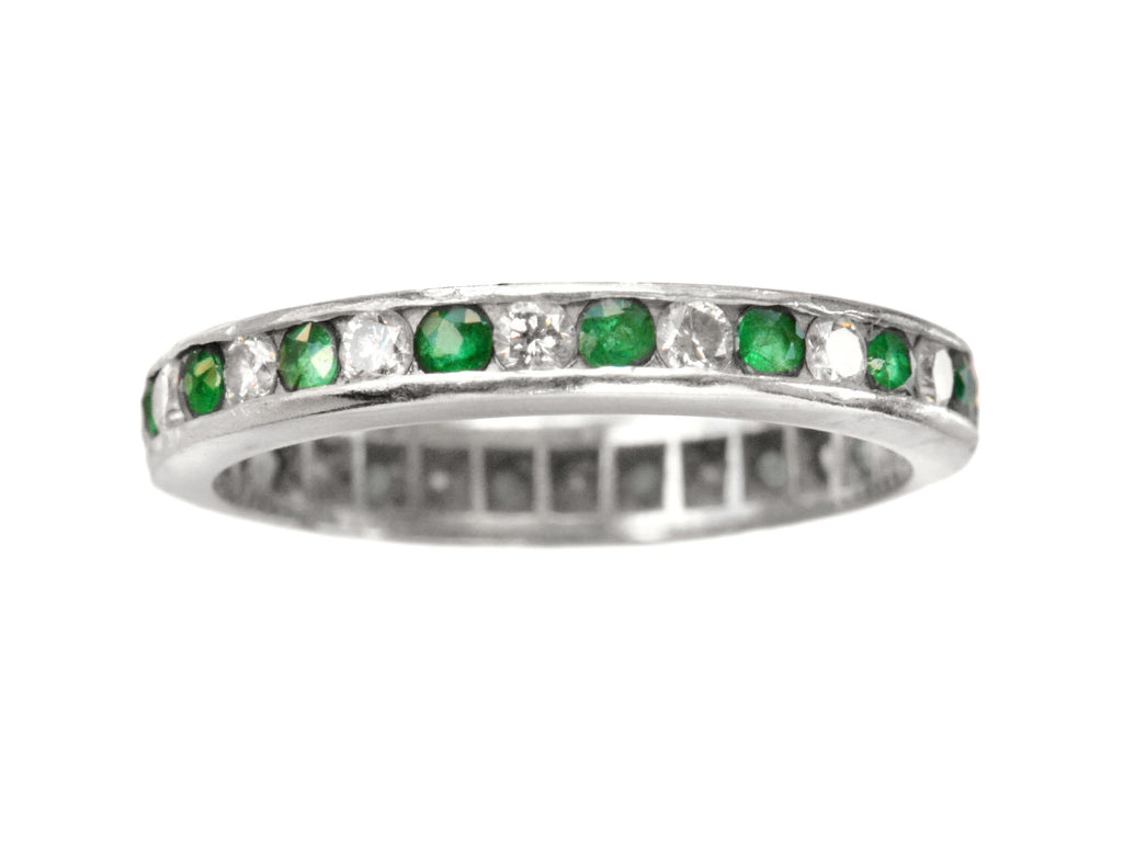 1970s Emerald & Diamond Eternity Band (on white background)