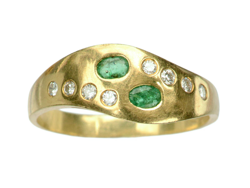 1980s Emerald & Diamond Gypsy Ring (on white background)