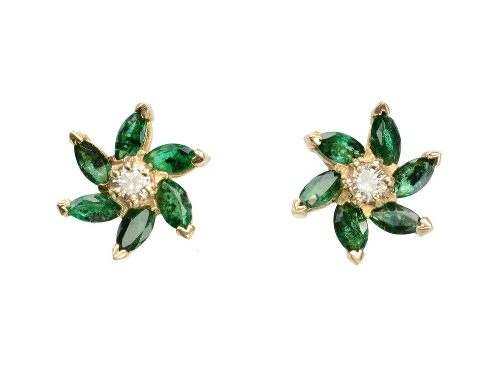 1980s Emerald Pinwheel Studs (on white background)