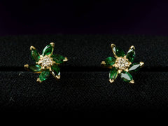 1980s Emerald Pinwheel Studs
