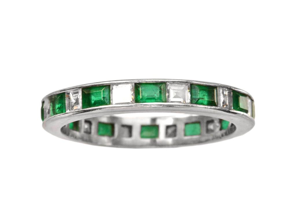 1970s Emerald and Diamond Eternity Band (on white background)