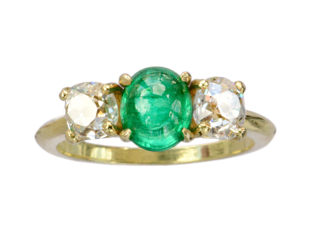 1950s Emerald and Diamond Ring (on white background)