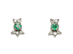 thumbnail of c1960 Emerald & Diamond Studs (on white background)