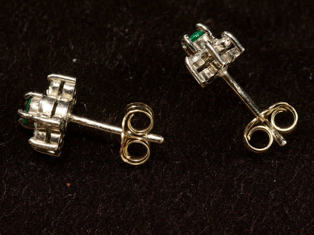 c1960 Emerald & Diamond Studs (backside)