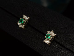 thumbnail of c1960 Emerald & Diamond Studs (side view)